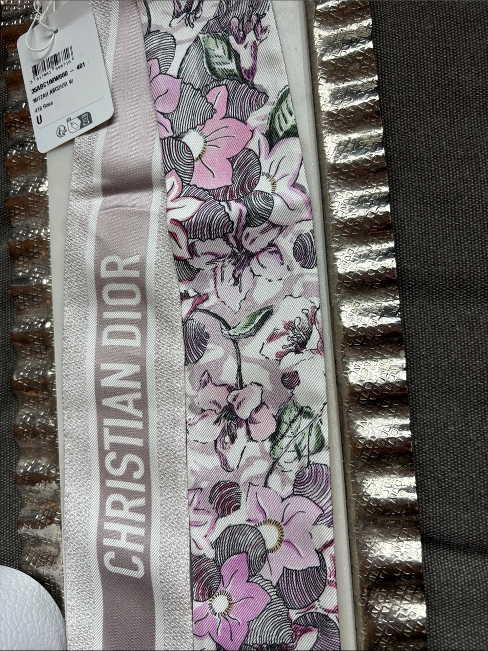 Christian Dior Mitzah W ABC Silk Scarf Rose New